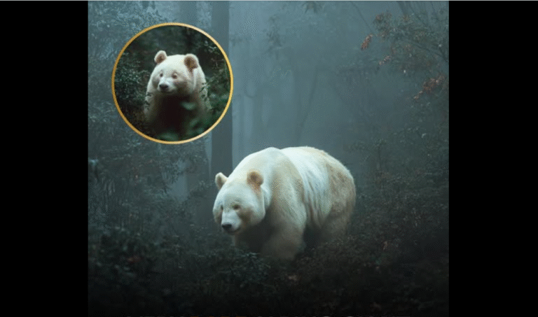 Panda de pelaje totalmente blanco captado en reserva